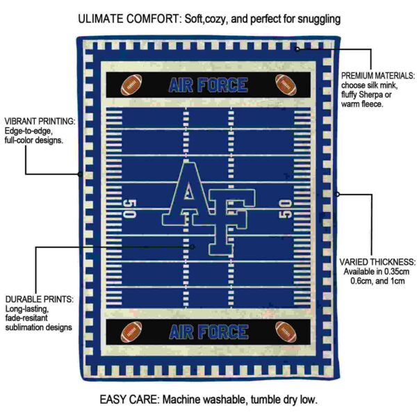 air force falcons football field blue blanket new arrival