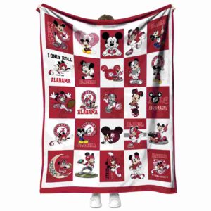 alabama crimson tide mickey minnie crimson white blanket best selling