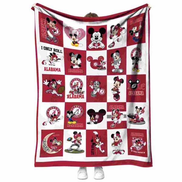 alabama crimson tide mickey minnie crimson white blanket best selling