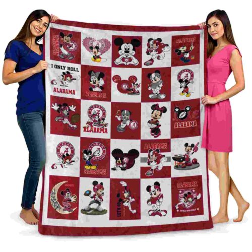 alabama crimson tide mickey minnie crimson white blanket fashion forward