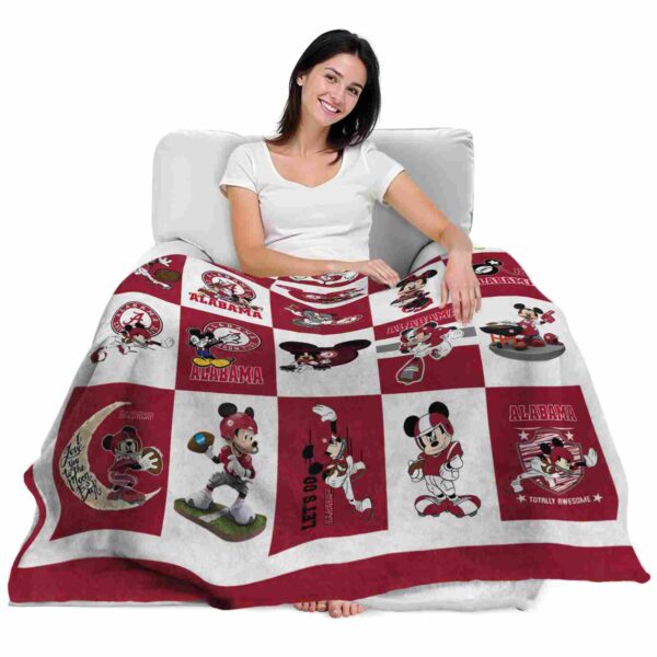 alabama crimson tide mickey minnie crimson white blanket latest model