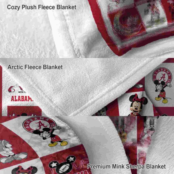 alabama crimson tide mickey minnie crimson white blanket premium grade