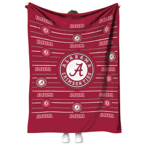 alabama crimson tide striped pattern crimson blanket best selling
