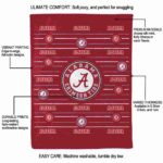 alabama crimson tide striped pattern crimson blanket best selling