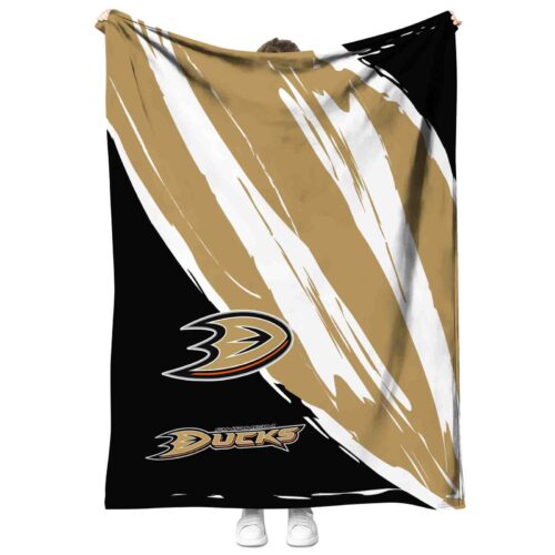 anaheim ducks brushstrokes gold white blanket best selling