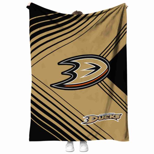anaheim ducks diagonal stripes gold blanket best selling
