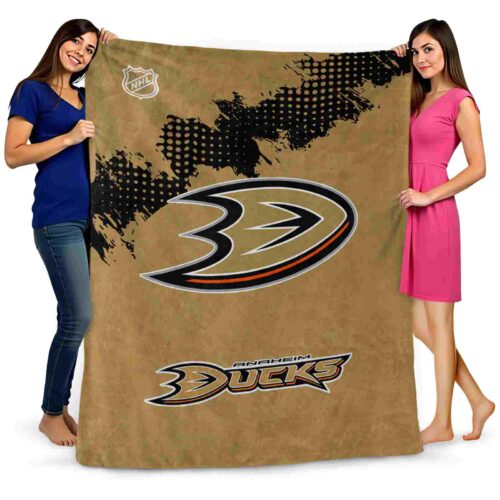 anaheim ducks grunge texture gold blanket fashion forward