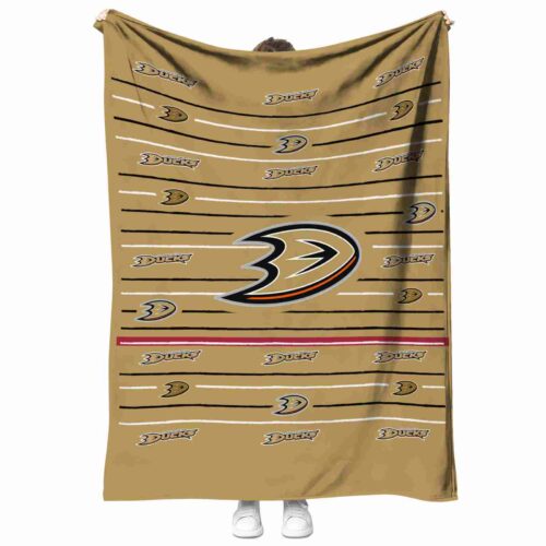 anaheim ducks striped pattern gold blanket best selling