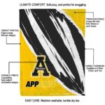 appalachian state mountaineers brushstrokes black white blanket best selling