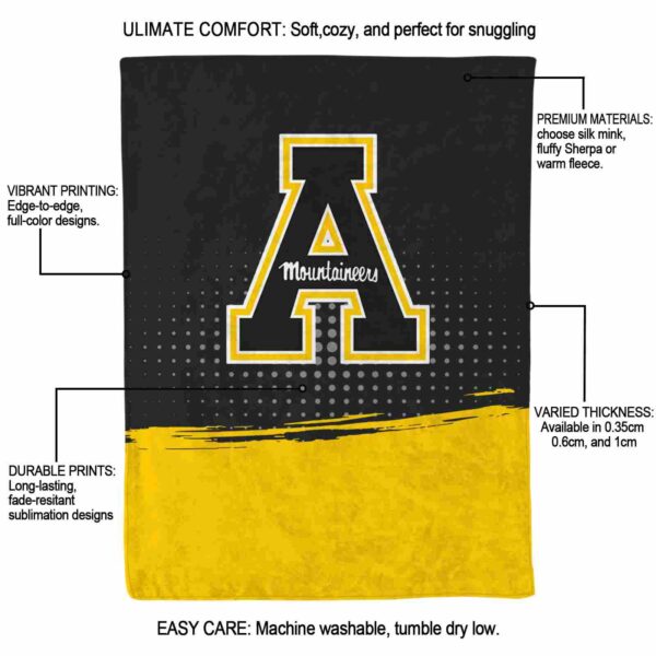 appalachian state mountaineers gradient dots black blanket new arrival