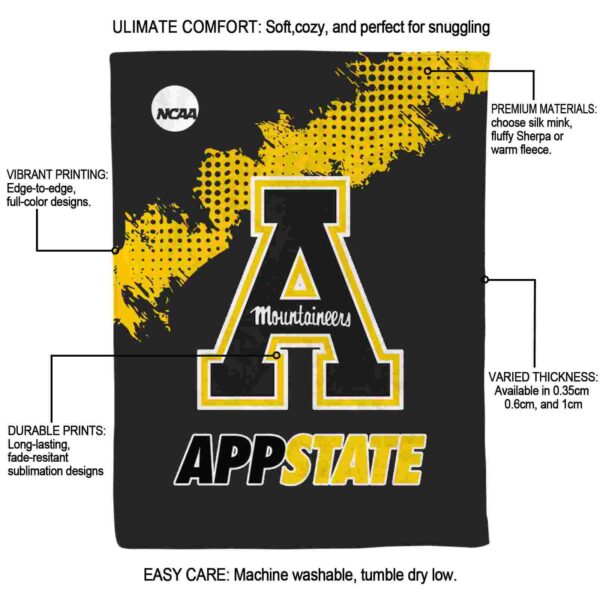appalachian state mountaineers grunge texture black blanket new arrival