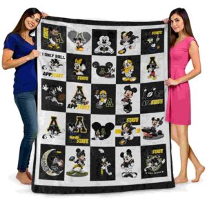 appalachian state mountaineers mickey minnie black white blanket fashion forward