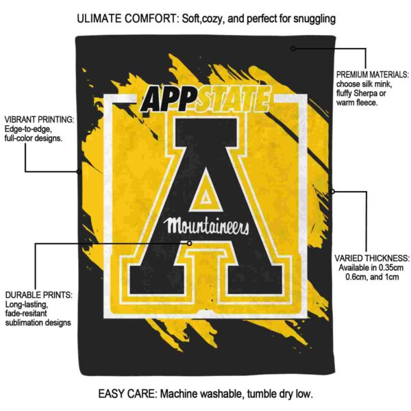 appalachian state mountaineers splatter effect black blanket new arrival