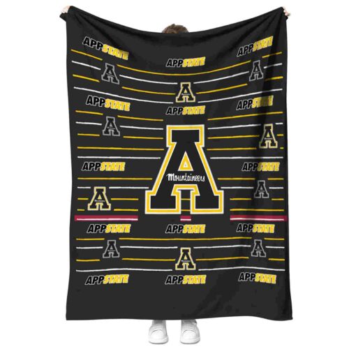 appalachian state mountaineers striped pattern black blanket best selling