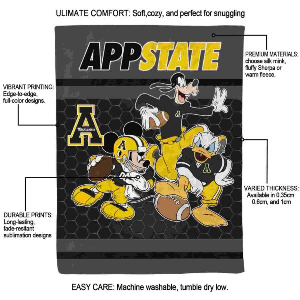 appalachian state mountaineers three musketeers black blanket new arrival