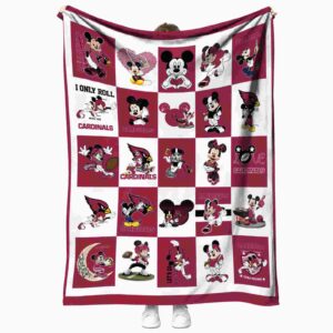 arizona cardinals mickey minnie red white blanket best selling