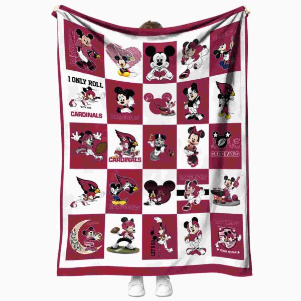 arizona cardinals mickey minnie red white blanket best selling
