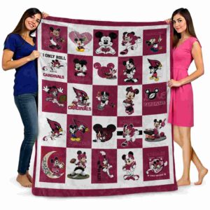 arizona cardinals mickey minnie red white blanket fashion forward
