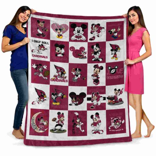 arizona cardinals mickey minnie red white blanket fashion forward