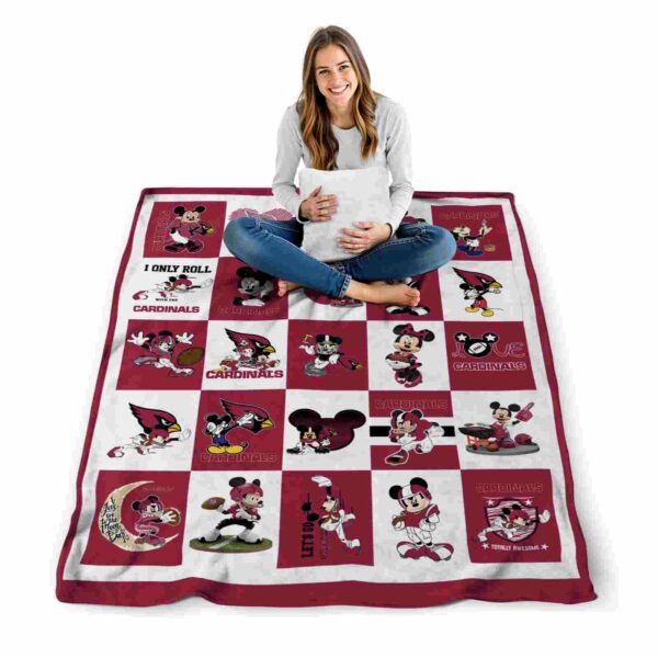 arizona cardinals mickey minnie red white blanket high quality