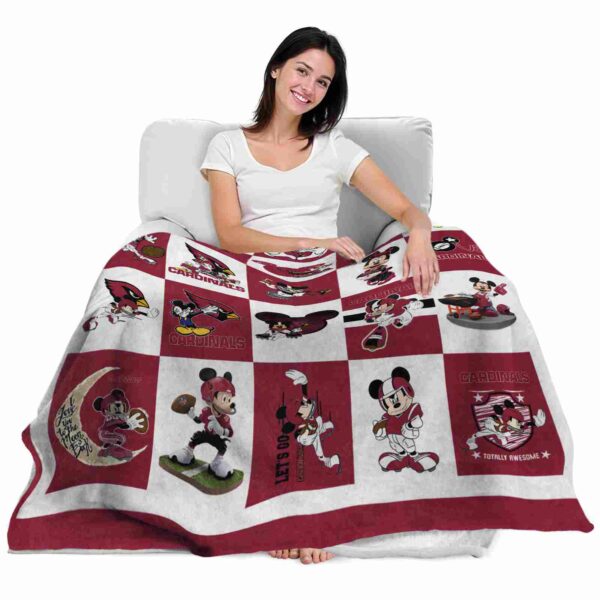 arizona cardinals mickey minnie red white blanket latest model