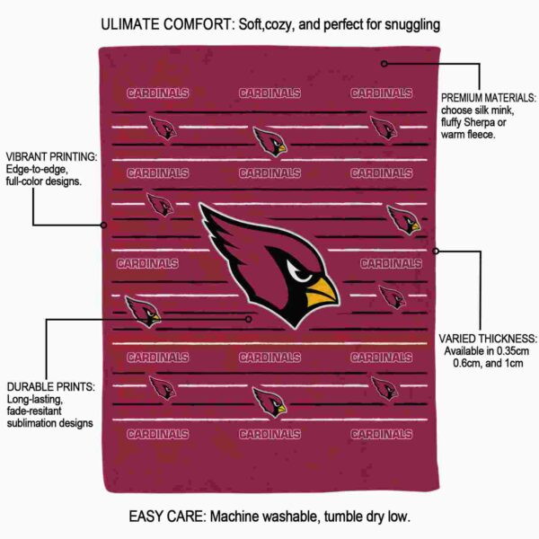 arizona cardinals striped pattern red blanket new arrival
