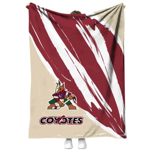 arizona coyotes brushstrokes red white blanket best selling