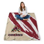 arizona coyotes brushstrokes red white blanket high quality