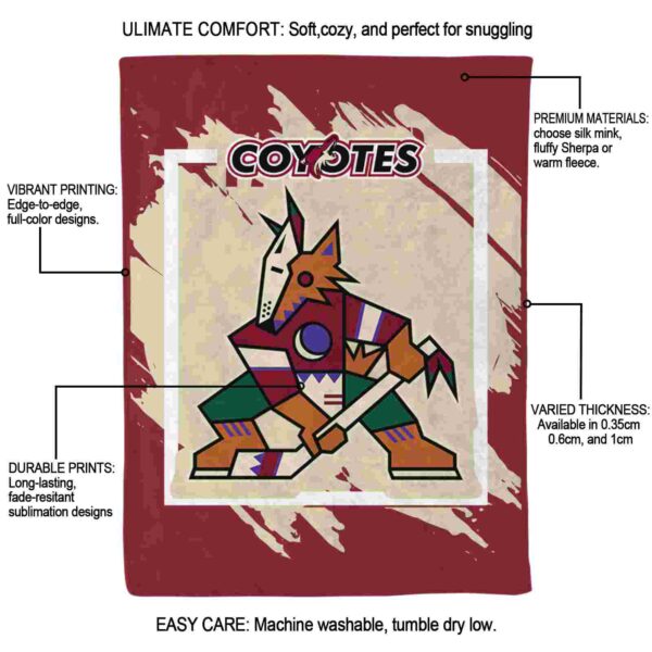 arizona coyotes splatter effect red blanket new arrival