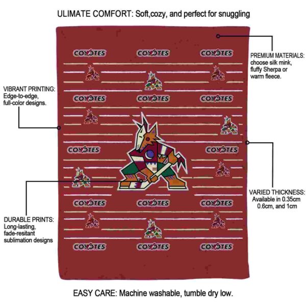 arizona coyotes striped pattern red blanket new arrival