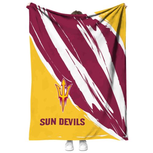 arizona state sun devils brushstrokes maroon white blanket best selling