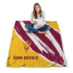 arizona state sun devils brushstrokes maroon white blanket high quality