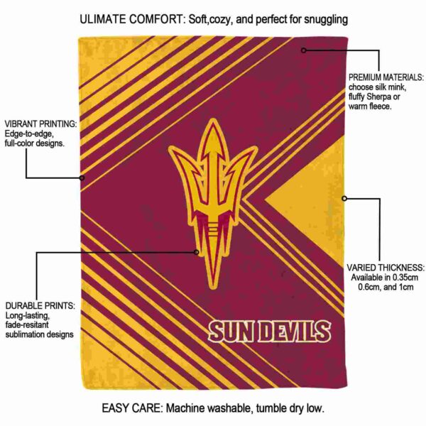 arizona state sun devils diagonal stripes maroon blanket new arrival