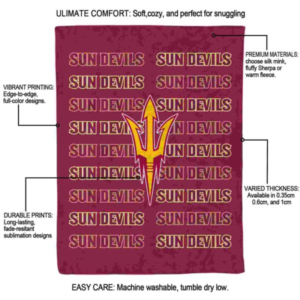 arizona state sun devils fan pride maroon blanket new arrival