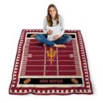 arizona state sun devils football field maroon blanket high quality
