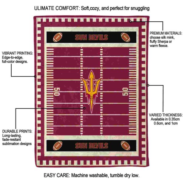 arizona state sun devils football field maroon blanket new arrival