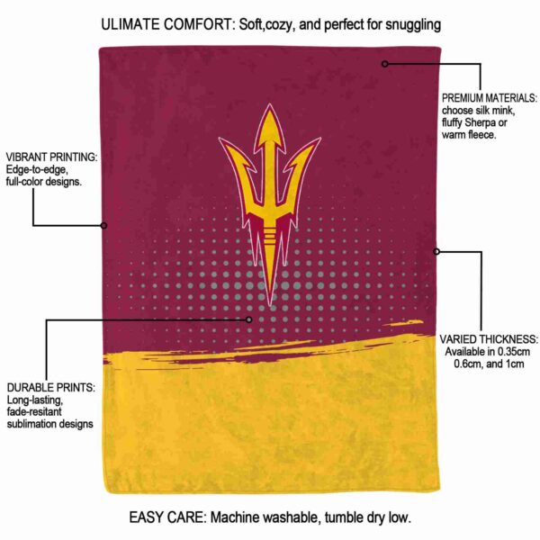 arizona state sun devils gradient dots maroon blanket new arrival