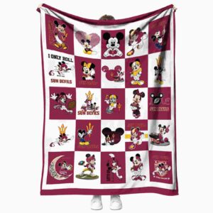 arizona state sun devils mickey minnie maroon white blanket best selling