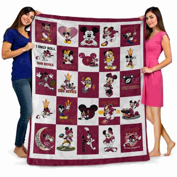 arizona state sun devils mickey minnie maroon white blanket fashion forward
