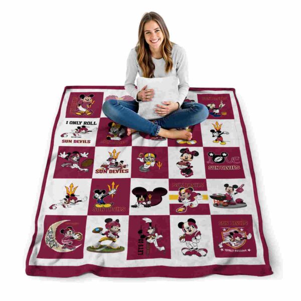 arizona state sun devils mickey minnie maroon white blanket high quality