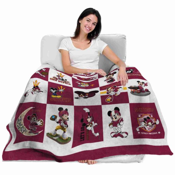arizona state sun devils mickey minnie maroon white blanket latest model