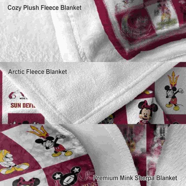 arizona state sun devils mickey minnie maroon white blanket premium grade