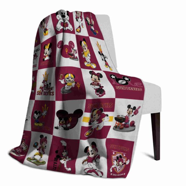 arizona state sun devils mickey minnie maroon white blanket top rated