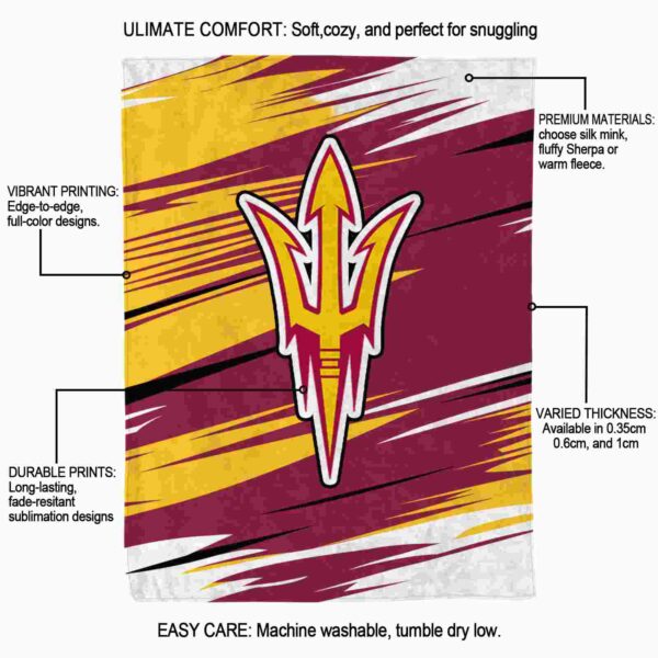 arizona state sun devils paint streaks maroon white blanket new arrival