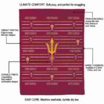 arizona state sun devils striped pattern maroon blanket new arrival