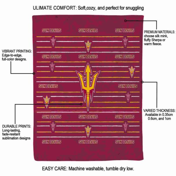 arizona state sun devils striped pattern maroon blanket new arrival