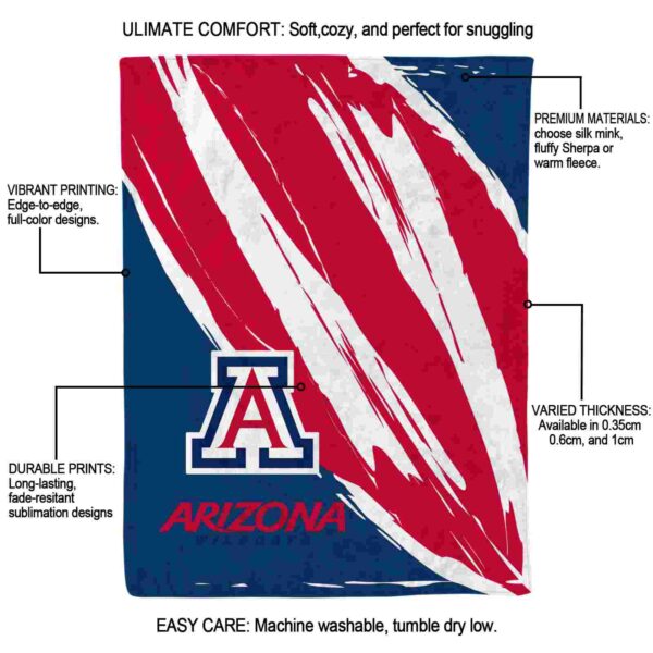 arizona wildcats brushstrokes red white blanket new arrival