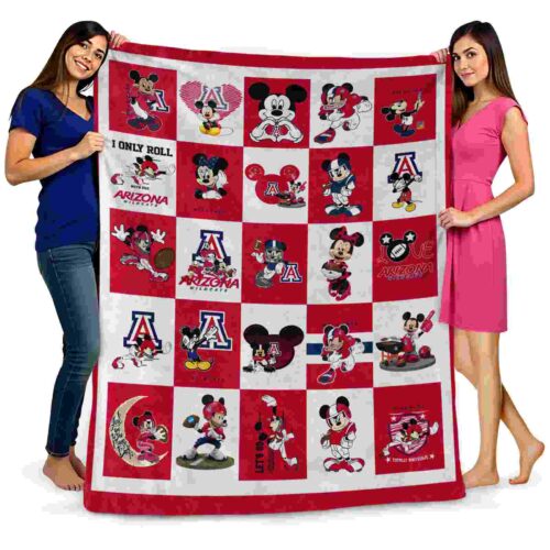 arizona wildcats mickey minnie red white blanket fashion forward