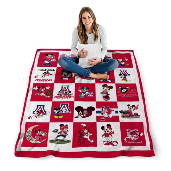arizona wildcats mickey minnie red white blanket high quality