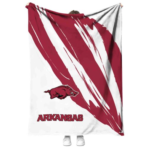 arkansas razorbacks brushstrokes red white blanket best selling